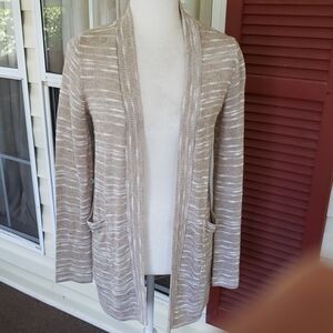 Splendid Beige‎ Striped Open Front Cardigan